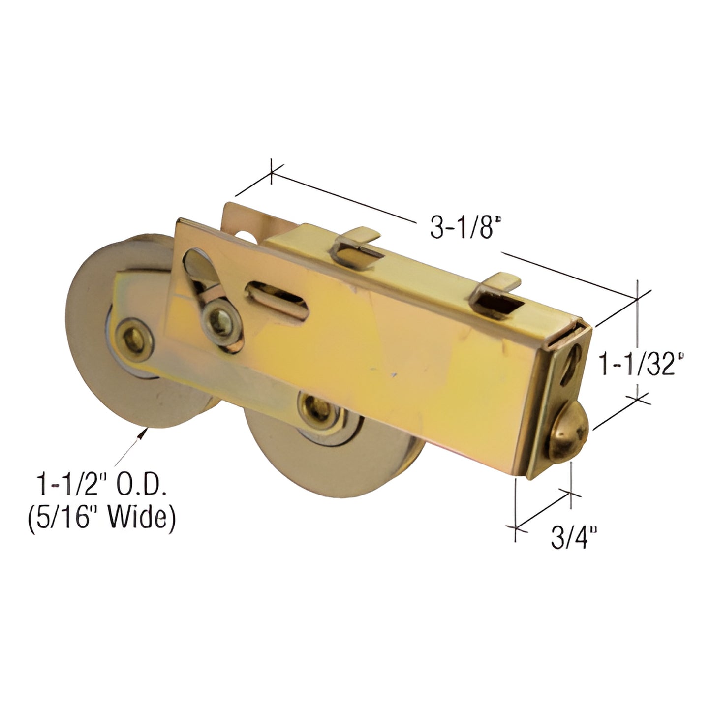 Tandem steel sliding glass door roller assembly, adjustable housing, dual concave steel rollers 1-1/2" O.D., SKU D1736