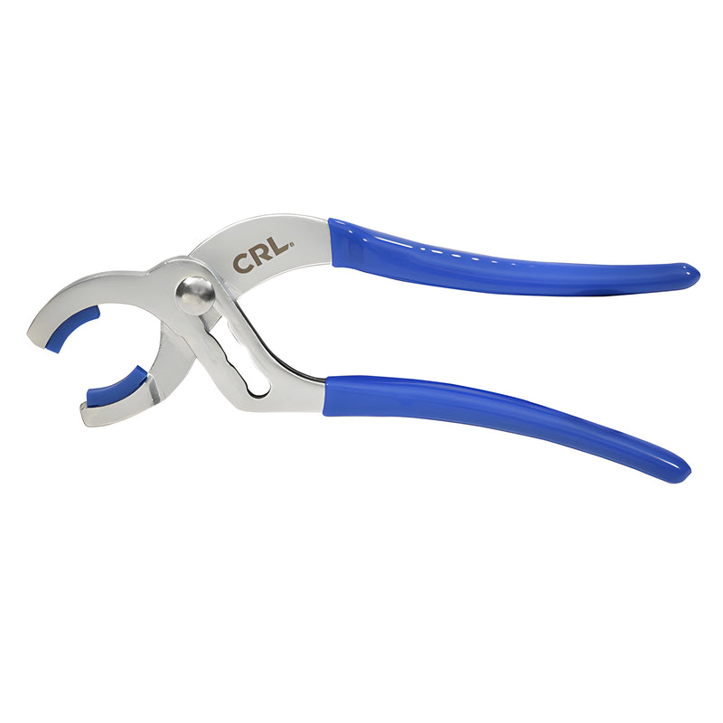 CRL standoff pliers with blue vinyl handles, 4-position slip joint and non-marring jaw inserts, 2-9/16" capacity.