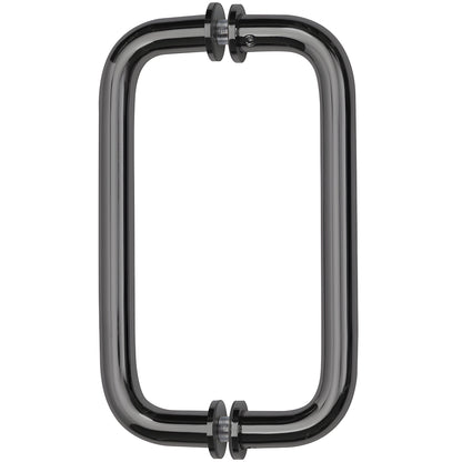 SPH8GM gun-metal solid brass squared pull handle for frameless glass doors, 3/4" dia, fits 1/4"-1/2" (6-12mm) glass.