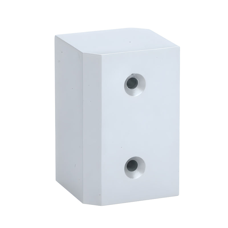 CRL surface mount strike plate (SKU 2095SPM), mill finish rectangular block with two countersunk holes for Jackson 1200 post.