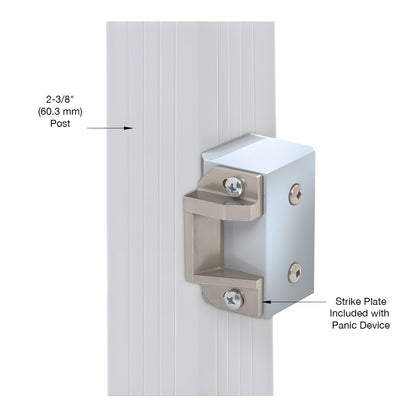 CRL surface-mounted strike plate block (1295SPS), silver metallic, fits 2-3/8" post, non-handed.