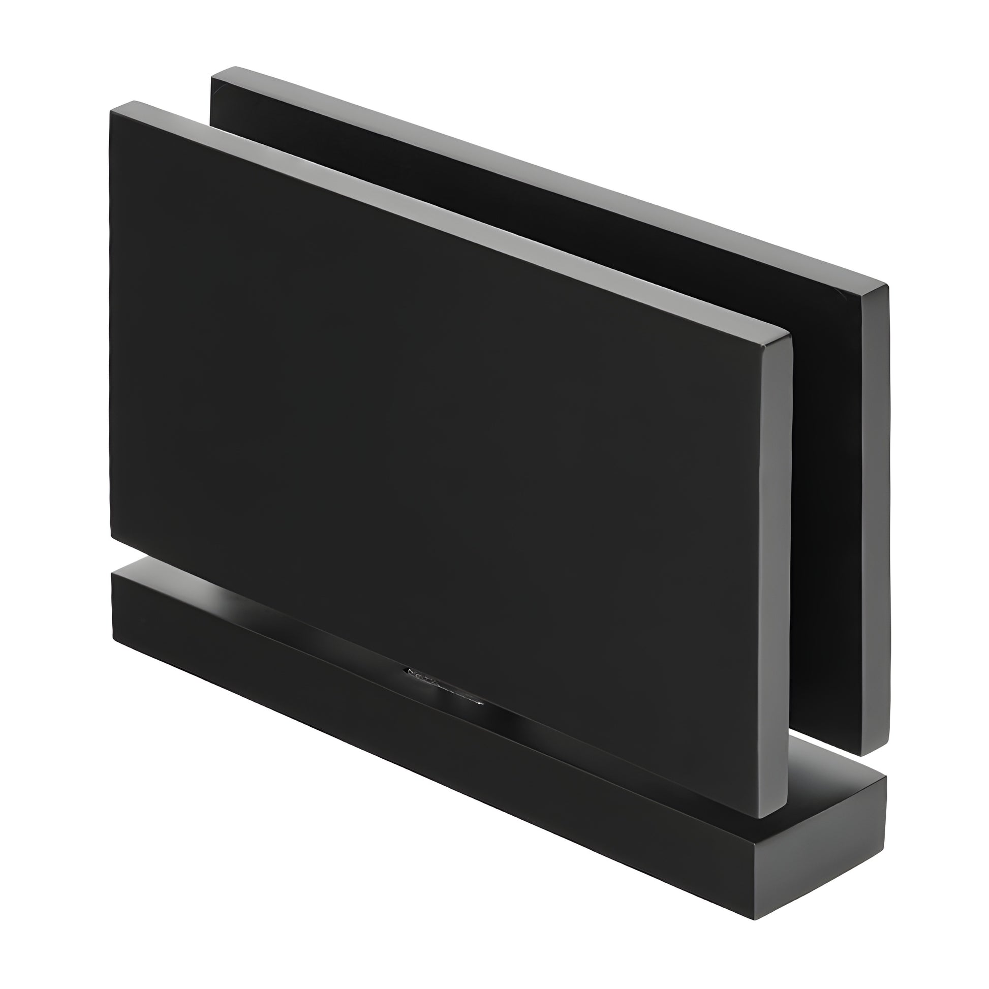 Matte black brass Senior Cardiff top-and-bottom pivot hinge for 1/2" (12mm) tempered glass shower door, SKU SRCAR01MBL