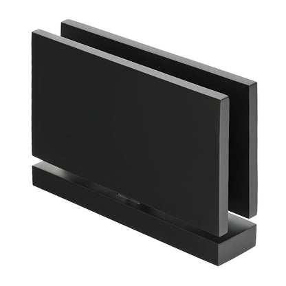 Matte black brass Senior Cardiff top-and-bottom pivot hinge for 1/2" (12mm) tempered glass shower door, SKU SRCAR01MBL