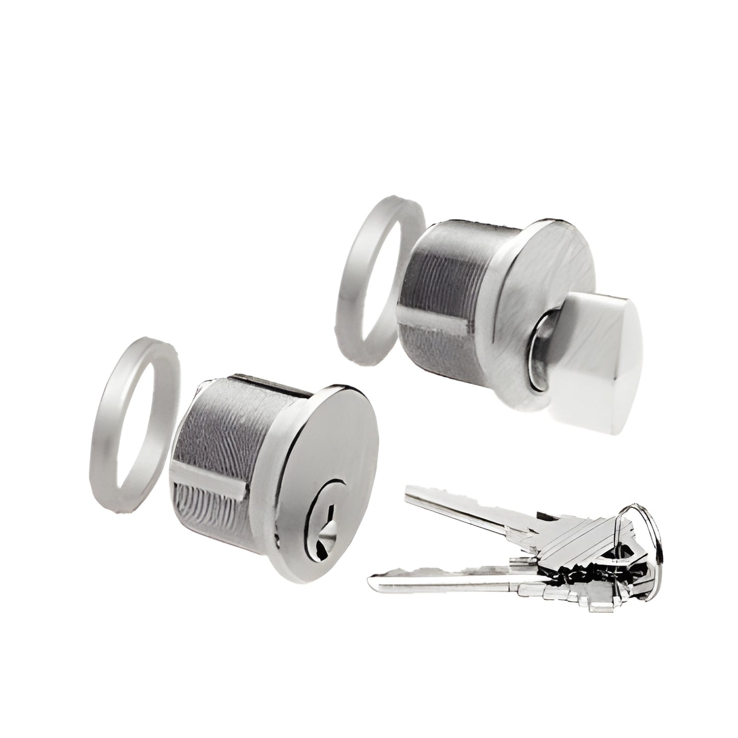 DRA5060BS brushed stainless steel mortise cylinder and thumbturn combo with rings and keys, fits 4x10 center lock.
