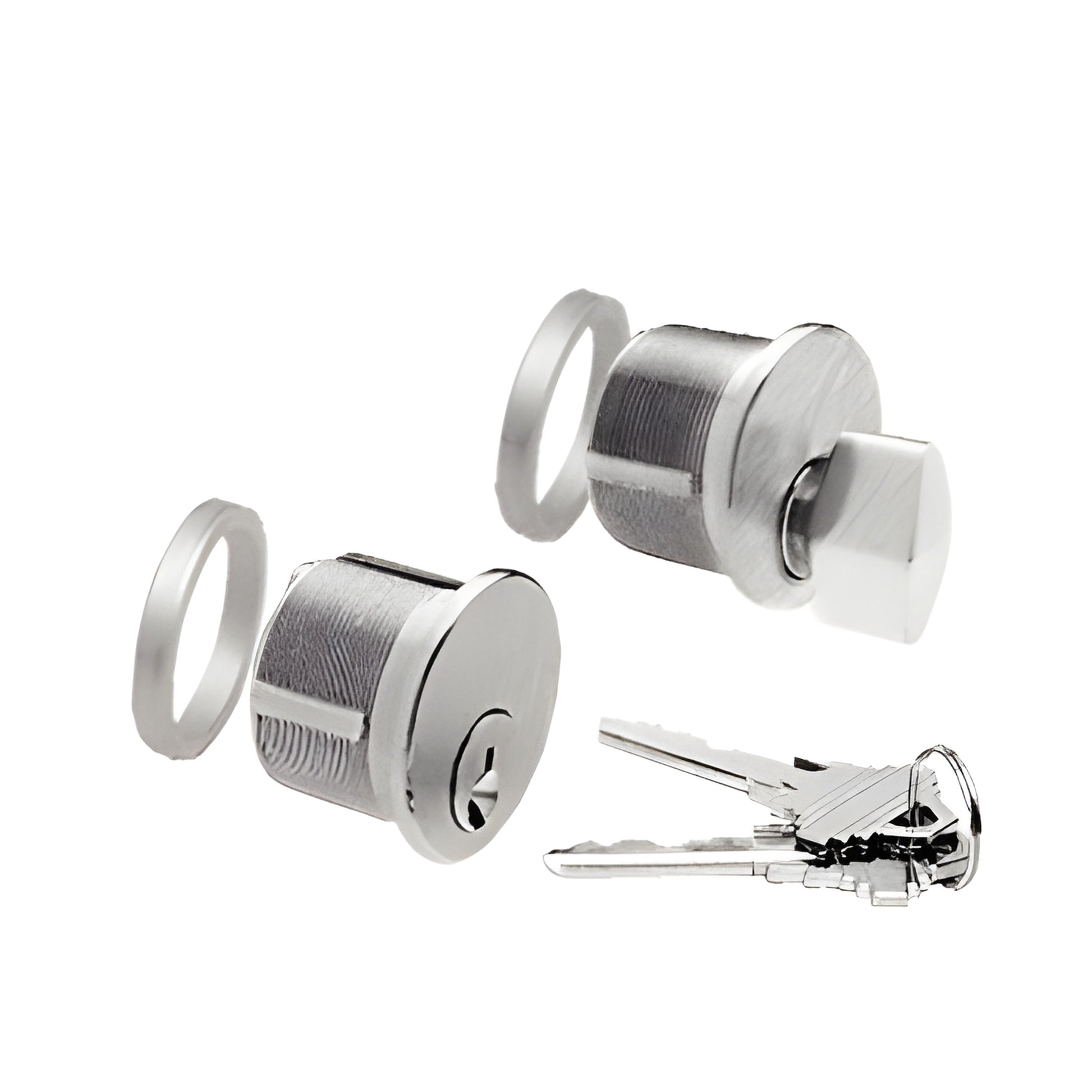 DRA5060BS brushed stainless steel mortise cylinder and thumbturn combo with rings and keys, fits 4x10 center lock.