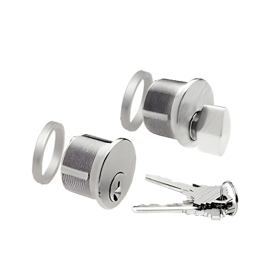 DRA5060BS brushed stainless steel mortise cylinder and thumbturn combo with rings and keys, fits 4x10 center lock.