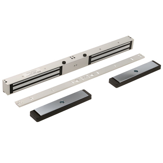 SDC352A narrow double electromagnetic lock kit - 25" silver lock body with two armature plates, 1200 lb hold.