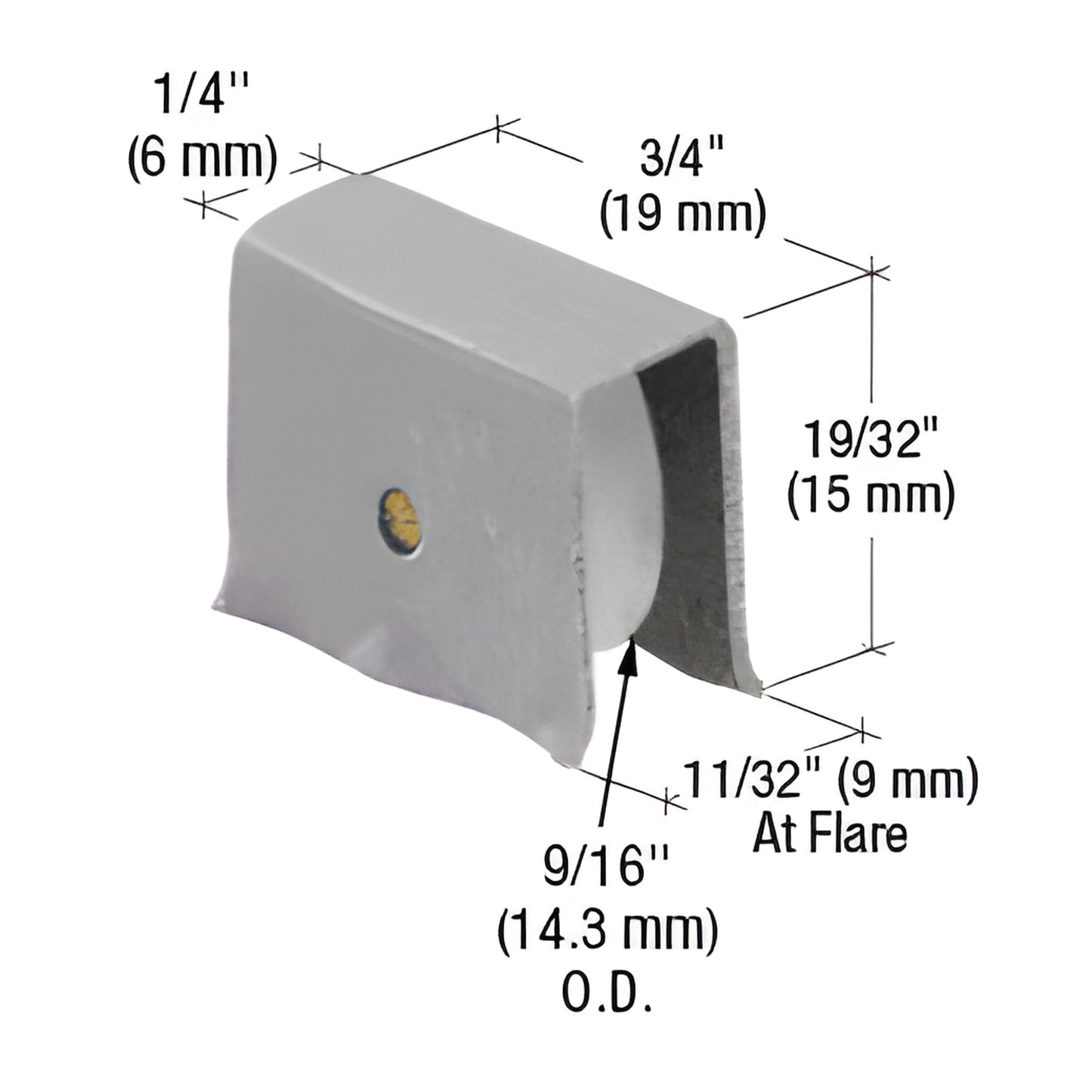 CRL D5650 nylon roller assembly with stamped steel housing for 1/4" (6 mm) glass, compact 19/32" 1/4" profile.