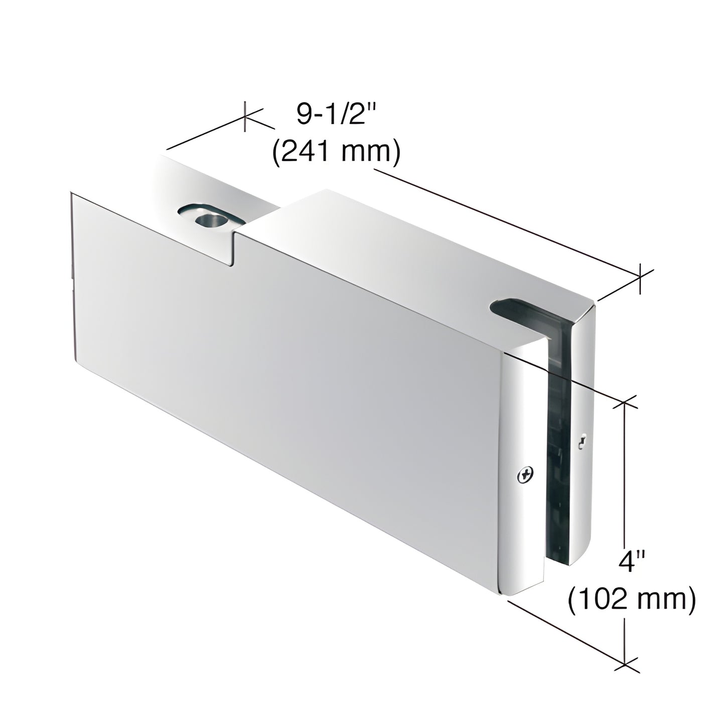 Polished stainless steel CRL DR4SPS12AGP 9.5 in dry-glaze top patch gate rail for 1/2 in tempered glass