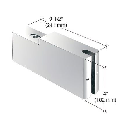 Polished stainless steel 9.5in dry-glaze top patch rail for 3/8in glass (SKU DR4SPS38AGP)