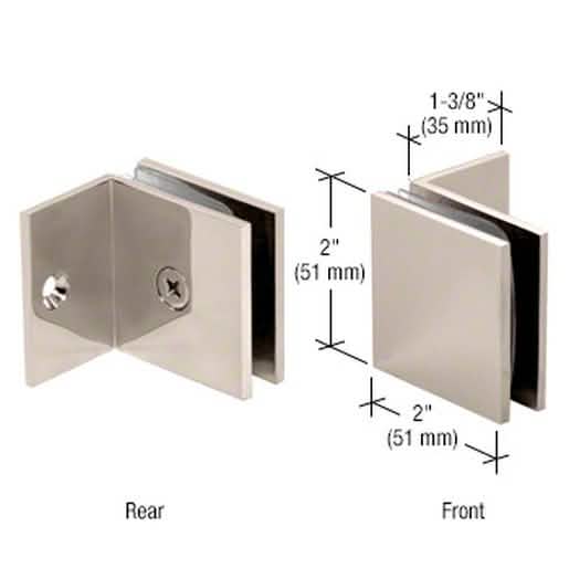 "CRL Polished Nickel Fixed Panel Square Clamp with Small Leg for Sleek Glass Installations