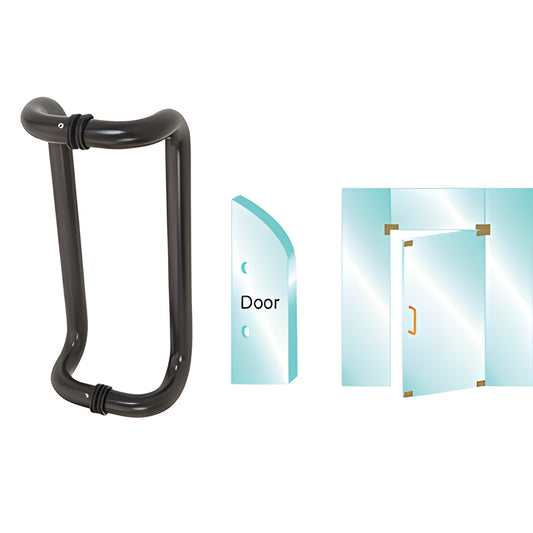 CD10X10DU black bronze glass-mounted tubular pull handle, 1 in dia, 10 in center-to-center, for 3/8-3/4 in tempered glass