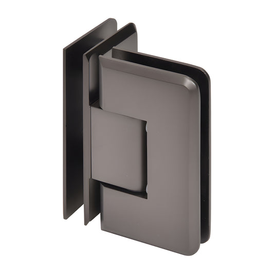 Matte gun metal Cologne glass-to-glass shower hinge, beveled brass, 90 pivot - SKU C0L092MGM