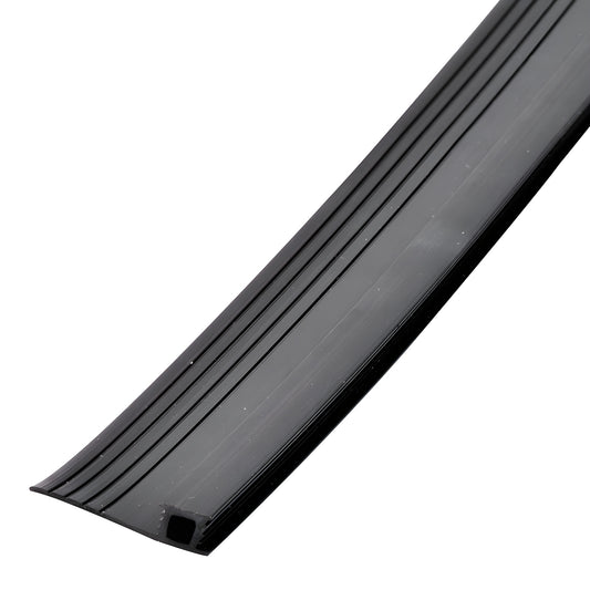 Black vinyl vinyl bug flap seal for sliding glass doors, SKU BUGFLP112BL, flexible 1-1/2 in wide