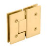 V1E180SB satin brass Vienna glass-to-glass shower hinge, solid brass for 3/8-1/2 (10-12mm) tempered glass