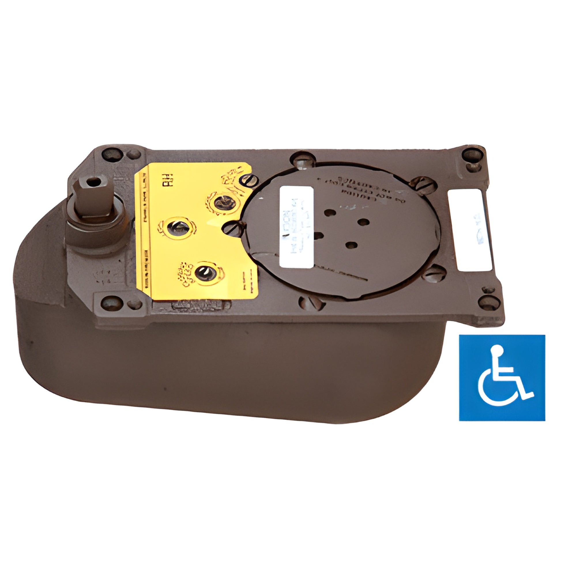 Rixson Model 28 center-hung floor door closer, brown metal body for up to 350 lb doors (SKU PH28105SH0RH85)