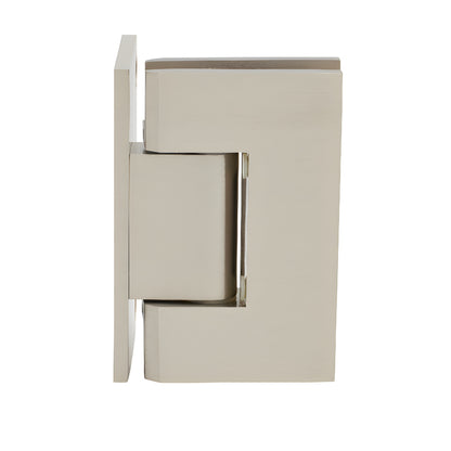 GEN544BN Geneva brushed nickel solid brass 5 pre-set frameless shower door hinge for 8-12mm glass, wall mount
