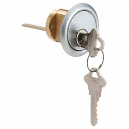 CRL Satin Chrome Rim Cylinder, Schlage® 'C' Keyway, 5 Pin, 1-3/4" Tailpiece, Keyed Randoml