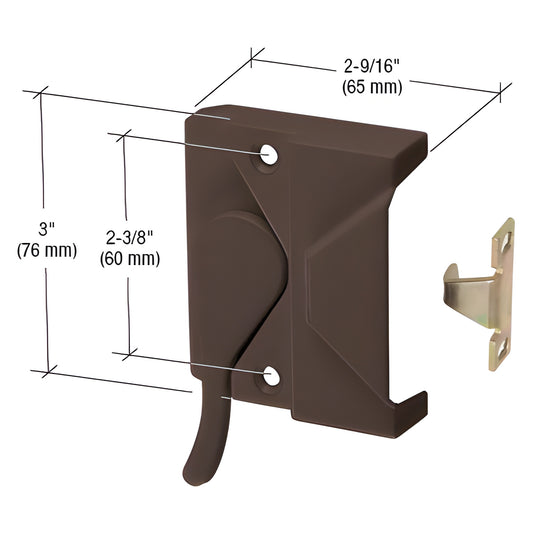 Bronze CRL casement window sash lock (SKU H3573), right-hand, fits wood/vinyl windows; keeper and screws included.