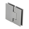 Brushed nickel 180 glass-to-glass frameless shower hinge, square profile for 10-12mm tempered glass. SKU VCT180BN