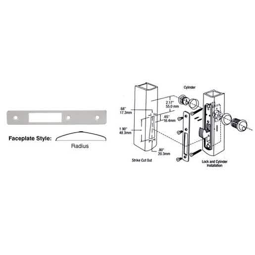 CRL Aluminum Radius Faceplate for DL2130 Deadlocks - Durable, Sleek Design