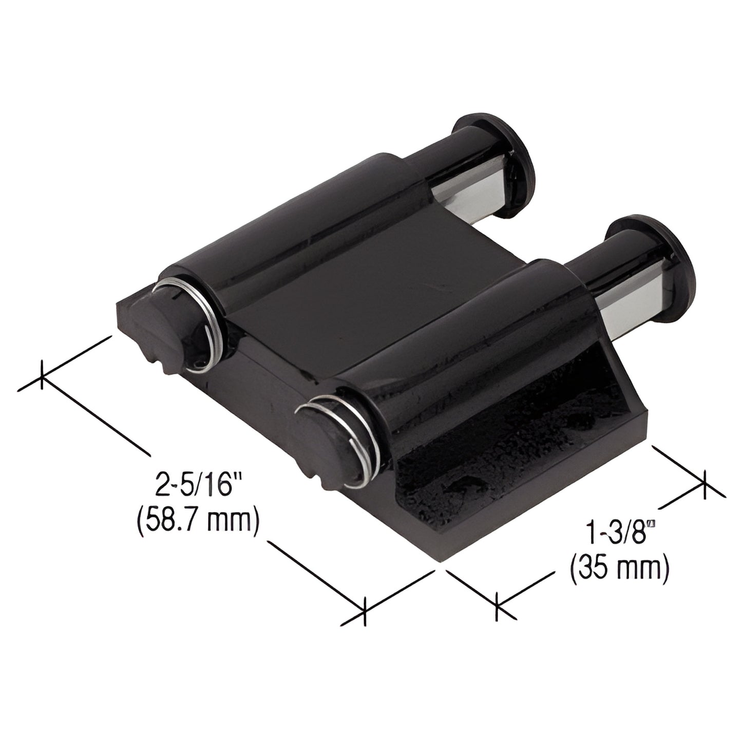 GDH22BL gloss black double magnetic latch for frameless glass cabinet doors, 2-5/16" x 1-3/8"