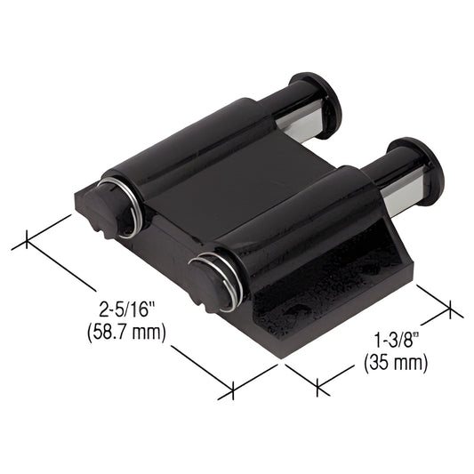 GDH22BL gloss black double magnetic latch for frameless glass cabinet doors, 2-5/16" x 1-3/8"