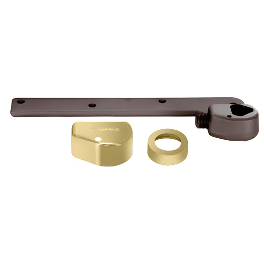 Rixson left-hand offset closer arm with polished brass finished arm cap and ring (SKU 252050LHPB)