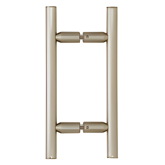 Ladder-style back-to-back shower door pull, brushed nickel tubular 3/4" (6" center)
