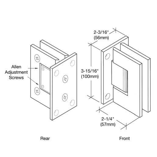 CRL Satin Nickel Vienna 337 Series Adjustable Wall Mount Hinge with Full Back Plate