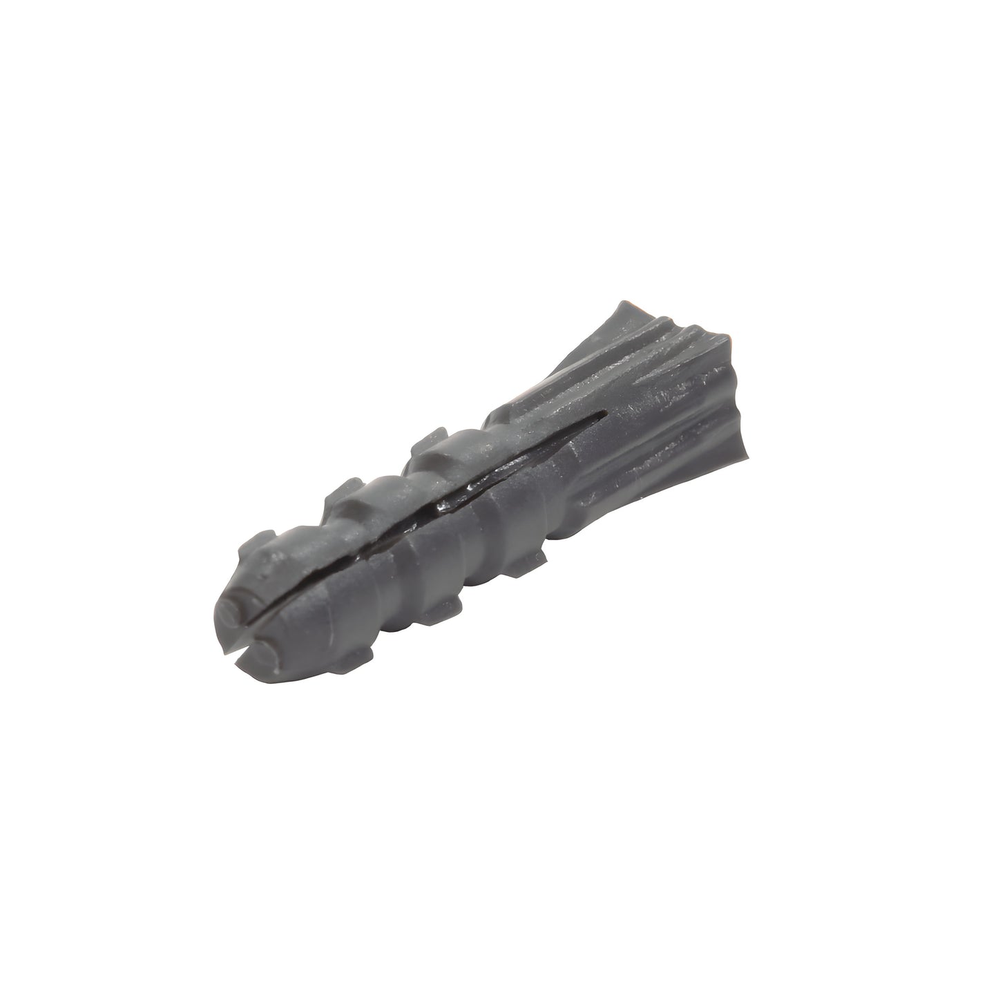 Gray P1319C plastic wall anchor, ribbed split design for concrete, block and drywall