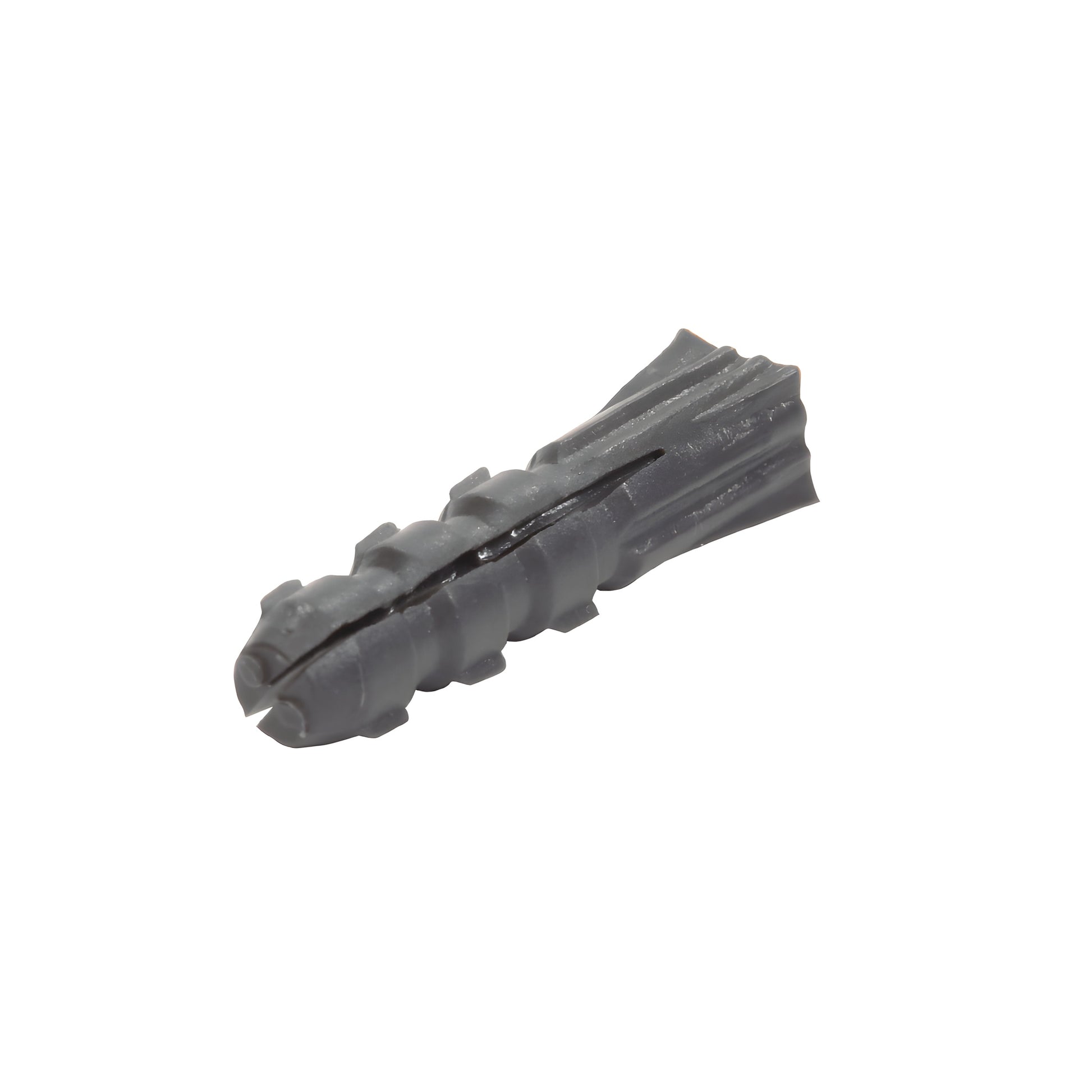 Gray P1319C plastic wall anchor, ribbed split design for concrete, block and drywall