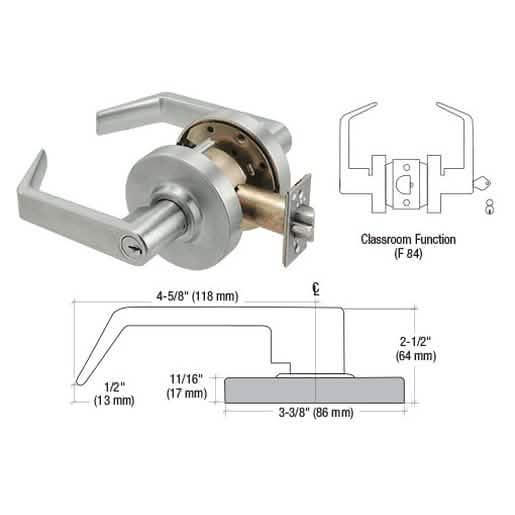 CRL Brushed Chrome Grade 1 Classroom Lever Lockset - Secure Schlage® 6-Pin Design
