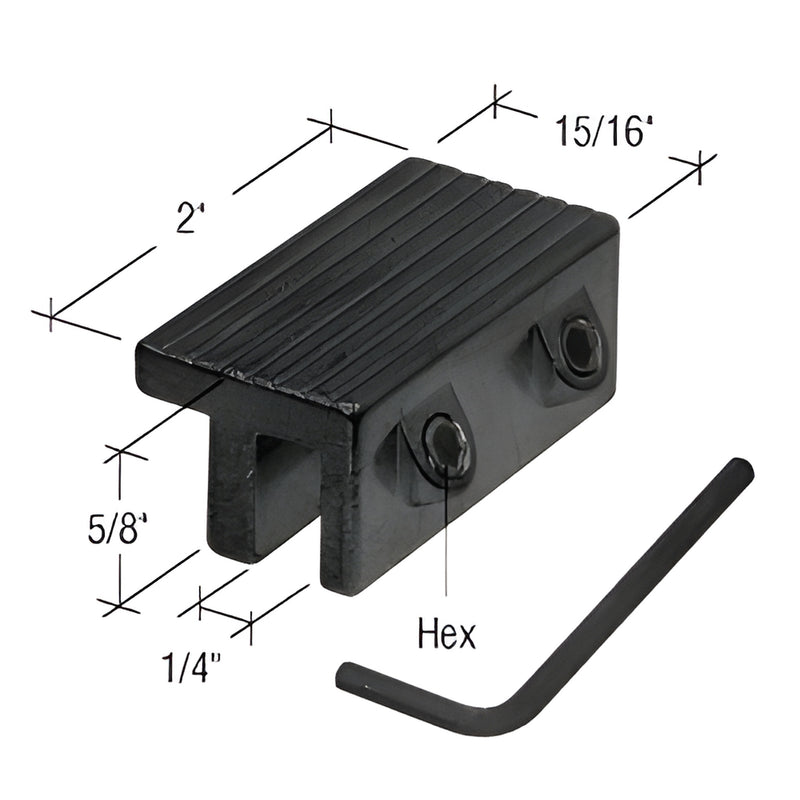 CRL S4035 black zinc die-cast window lock with hex security screws and L-wrench, compact 2 x 15/16 in.