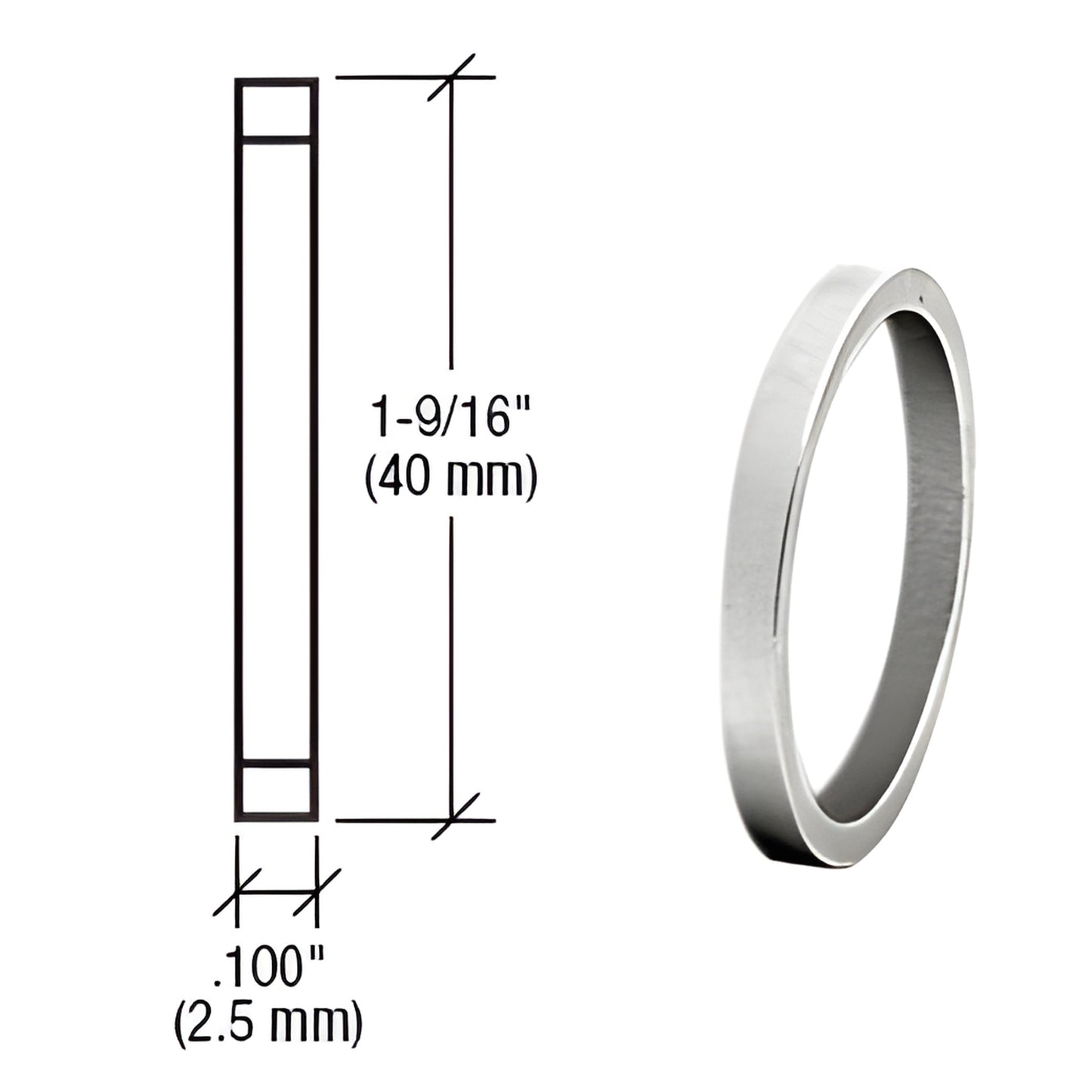 Mortise cylinder ring DRA100SA, satin anodized 40mm (1-9/16") diameter, 0.100" (2.5mm) thickness