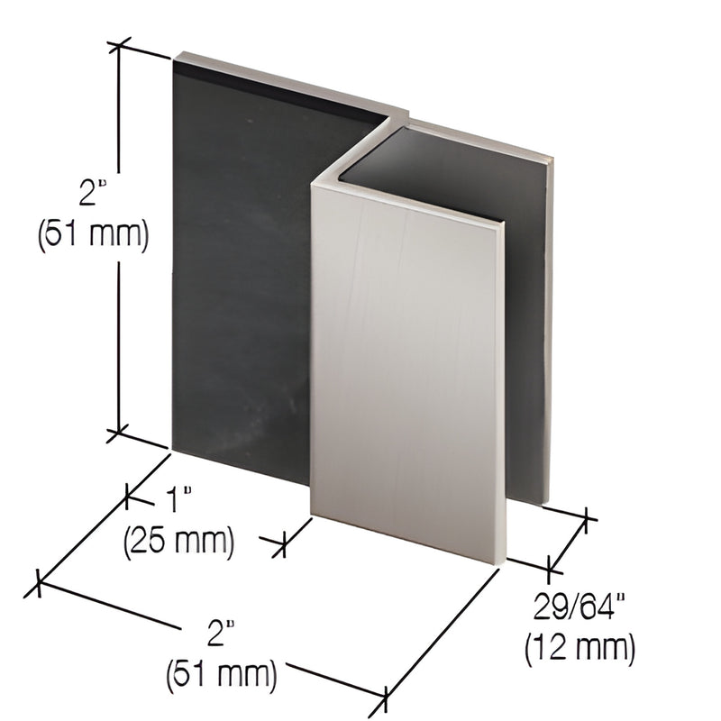 DSSQ1BN brushed nickel solid-brass shower door stop with rubber bumper, clamps to 1/4-3/8" (6-10 mm) glass.