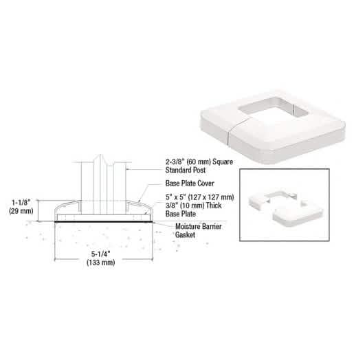 "CRL Sky White Base Plate Cover: Durable, sleek design, perfect for modern railing systems