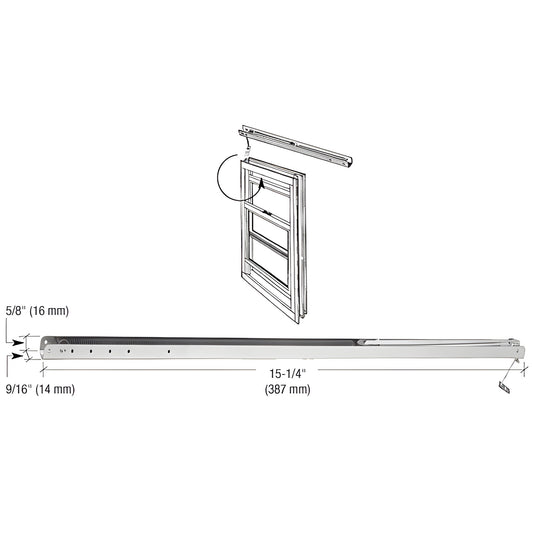 FC121 overhead channel balance - 9/16" (14 mm) aluminum channel, mill finish, 15-1/4" (387 mm) long.