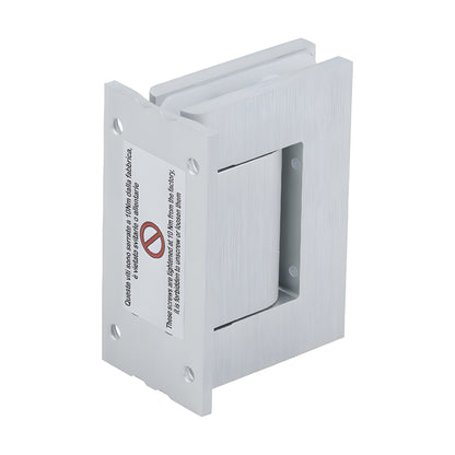 H8210BTSA satin-anodized aluminum oil-damped wall-mount hinge for 5/16-9/16 glass, self-closing, 90 swing