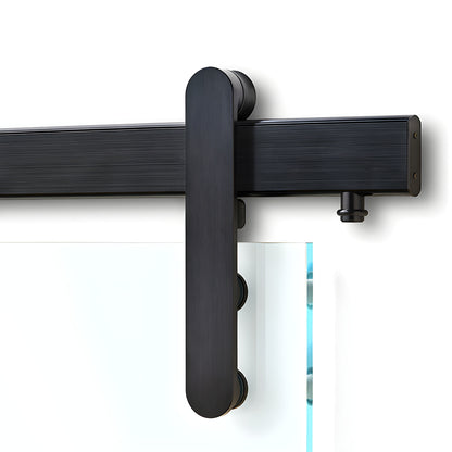 Hemisphere sliding door hardware kit LAT34HEMBLS - brushed stainless 96" track with concealed trolley for 3/8-1/2" glass