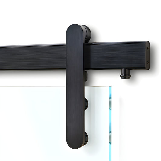 Hemisphere sliding door hardware kit LAT34HEMBLS - brushed stainless 96" track with concealed trolley for 3/8-1/2" glass