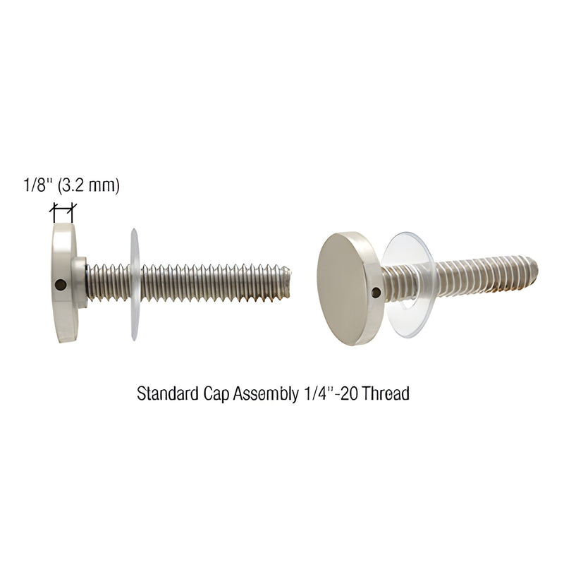 Brushed nickel brass replacement handle stud set (2), 3/4" diameter, 1/4-20 thread - SKU BMNWSKBN