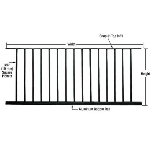 CRL Matte Black Picket Panel 72x48 - Series 200-400, Sleek Design for Modern Spaces