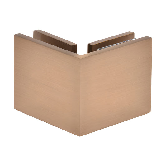 Dark brushed bronze solid brass 90 glass-to-glass clamp for 3/8-1/2 glass (SKU SGC90DBBZ)