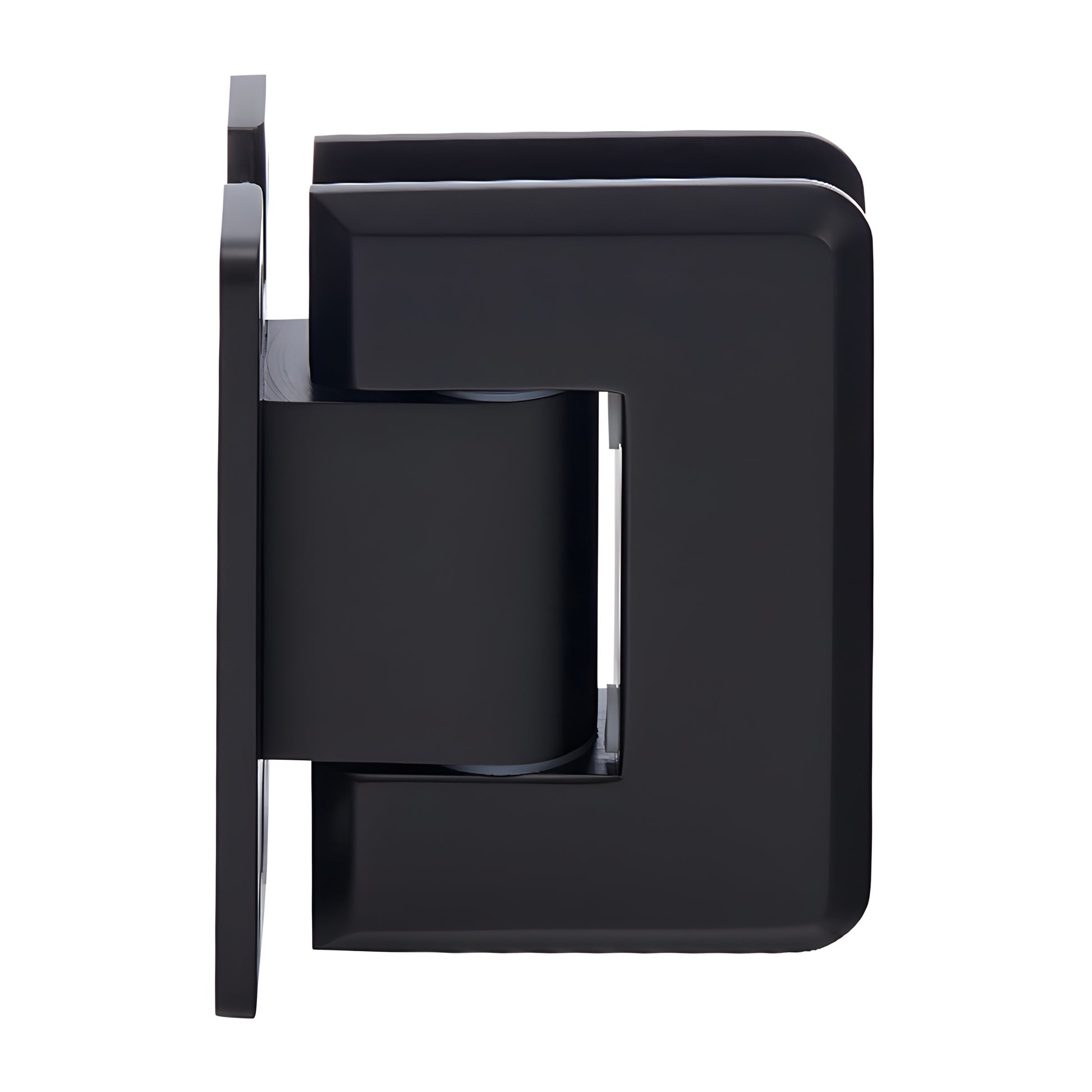 Matte black adjustable Pinnacle shower hinge (brass) wall-mount 'H' backplate fits 8-12mm glass SKU P1N337MBL