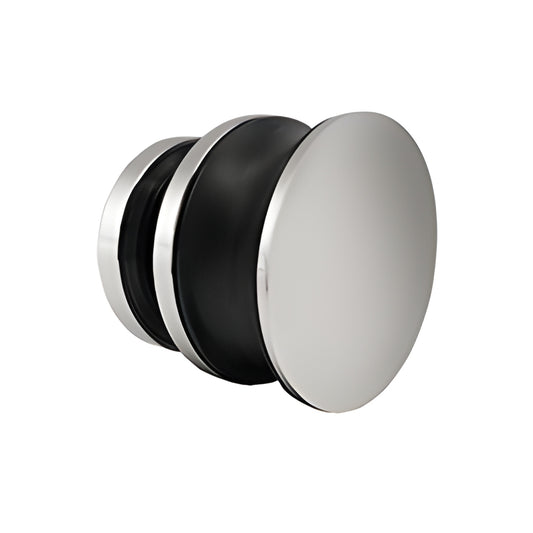 Brushed stainless steel Tofino sliding door replacement roller/stopper with round polished cap.