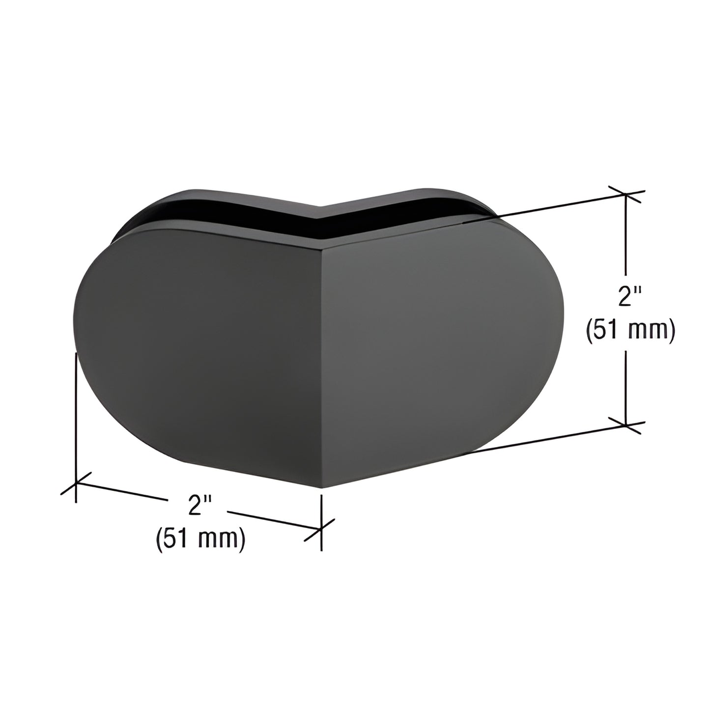MFC38MBL matte black 135 round mall front clamp for 3/8-1/2 (10-12mm) tempered glass, 2 (51mm) size.