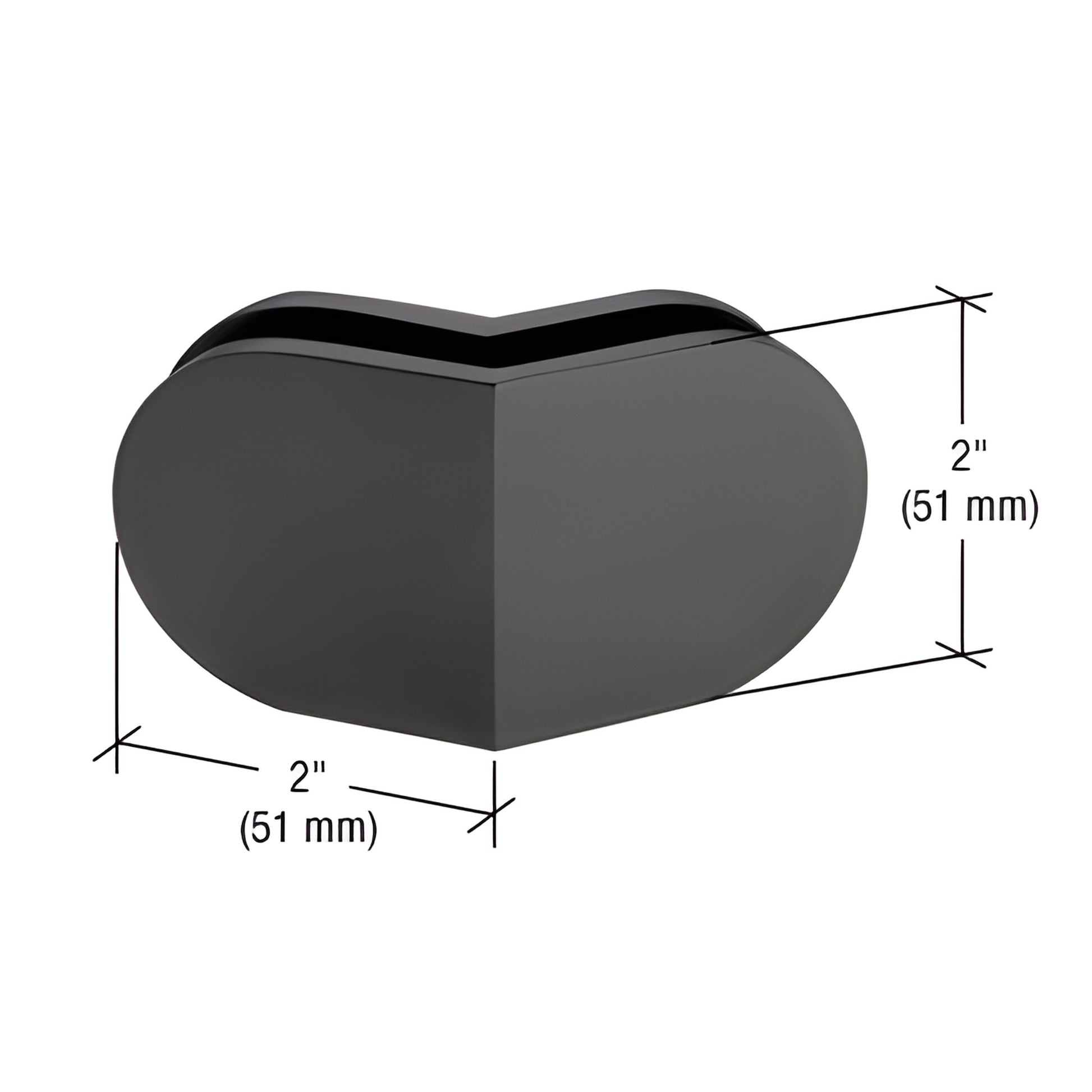 MFC38MBL matte black 135 round mall front clamp for 3/8-1/2 (10-12mm) tempered glass, 2 (51mm) size.