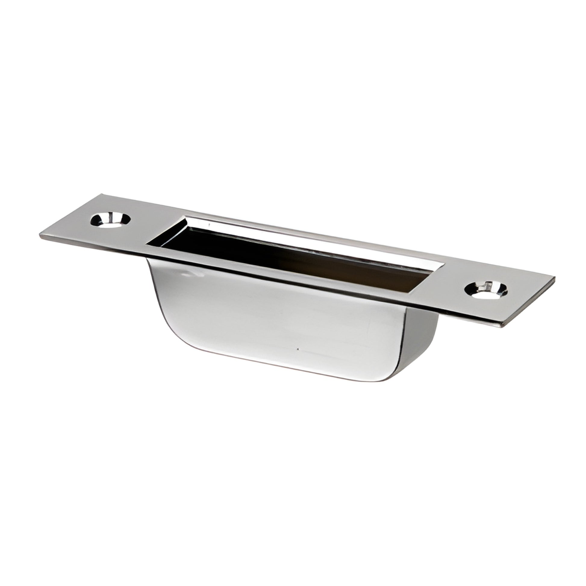 EUR208PS polished stainless steel Easy Clean bottom keeper for EUR205 patch lock, low-profile recessed mount.