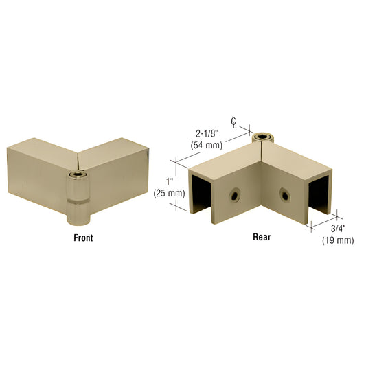 Brushed bronze solid brass 90 sleeve-over glass clamp for 5/16-1/2 (8-12mm) glass, SKU S0GC91BBRZ.